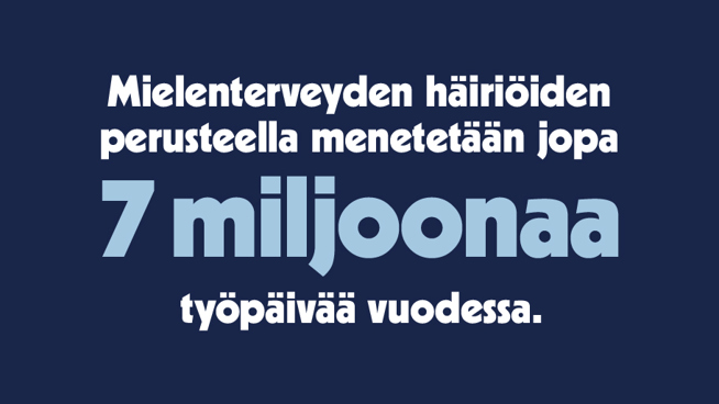 Mielenterveyshäiriöiden hinta on miljardi euroa vuodessa.